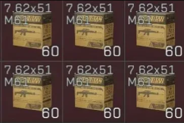 Get 60× 7.62×51mm M61 Red Ammo for powerful rifle combat.