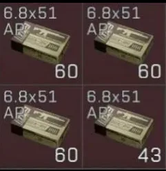 60× 6.8×51mm AP Red Ammo for your M7 or M250.