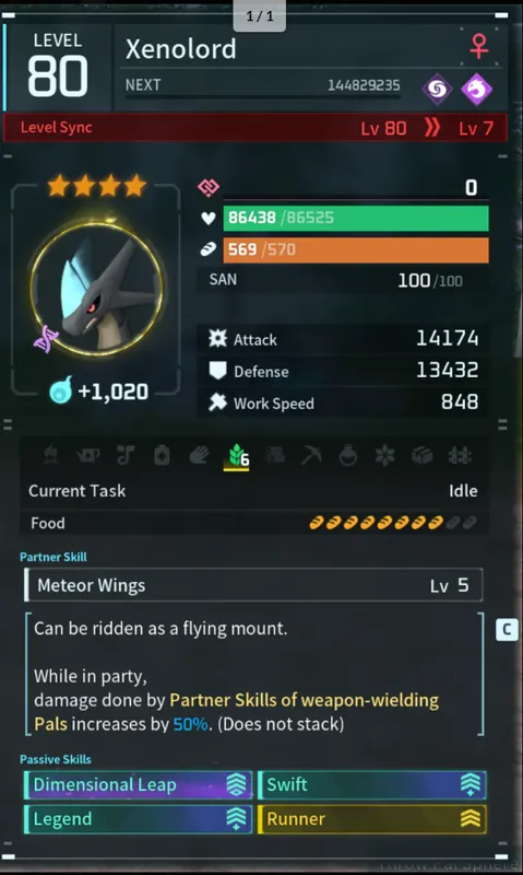 Xenolord  ---Buy Cheap Palworld Pals | Level 80 4 Star Xenolord | 14,174 Attack | 848 Work Speed | Fast Flying Mount